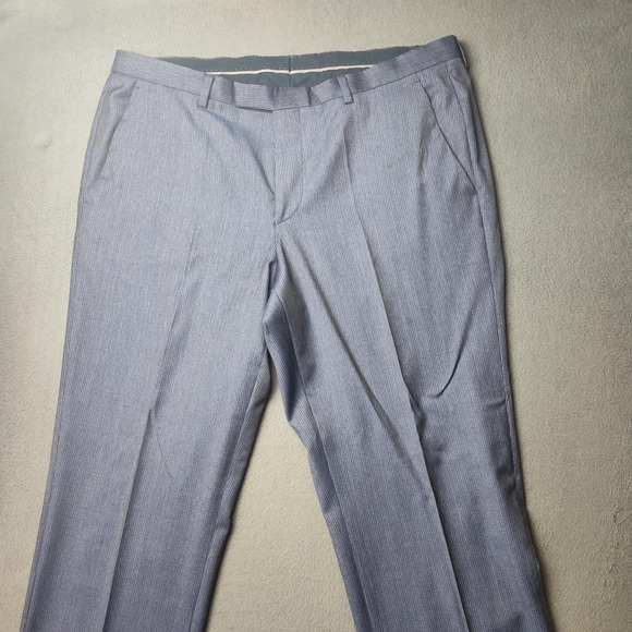 Hugo Boss Dress Pants Mens 36x31 Blue Gray Micro Check Flat Front Suit Sharp - Picture 2 of 15